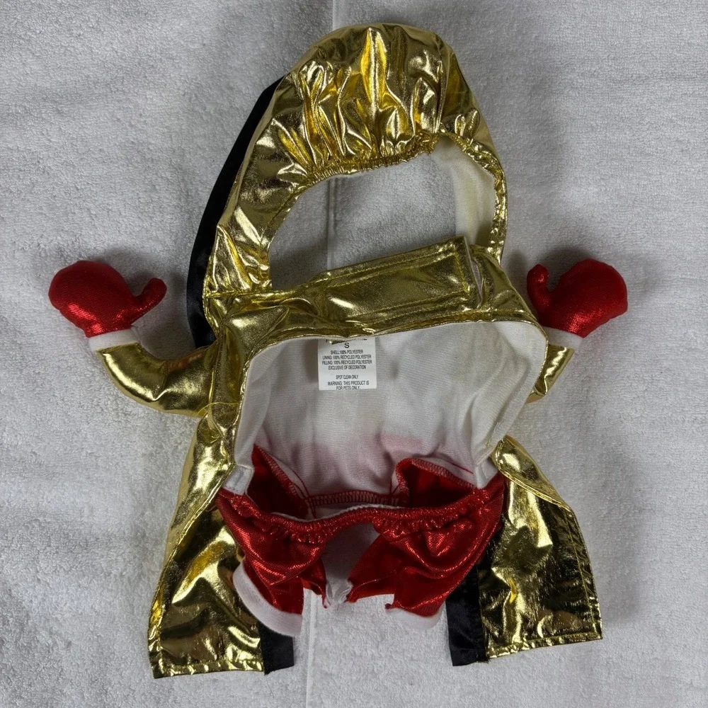 Pet Costume Boxer Champ Dog Cat Outfit Hoodie Red Shorts Gold‎ Robe Small
